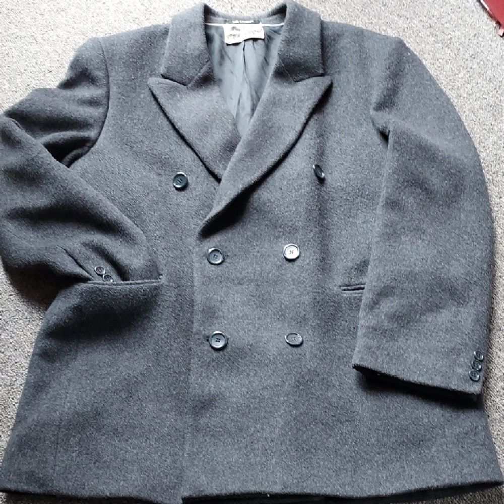 Elegant Charcoal Double-Breasted Pea Coat